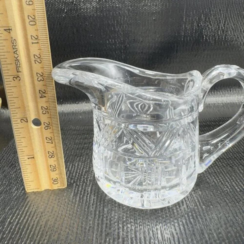 Antique Clear Glass Crystal Small Pitcher‎ Creamer Long Spout Glassware Vintage